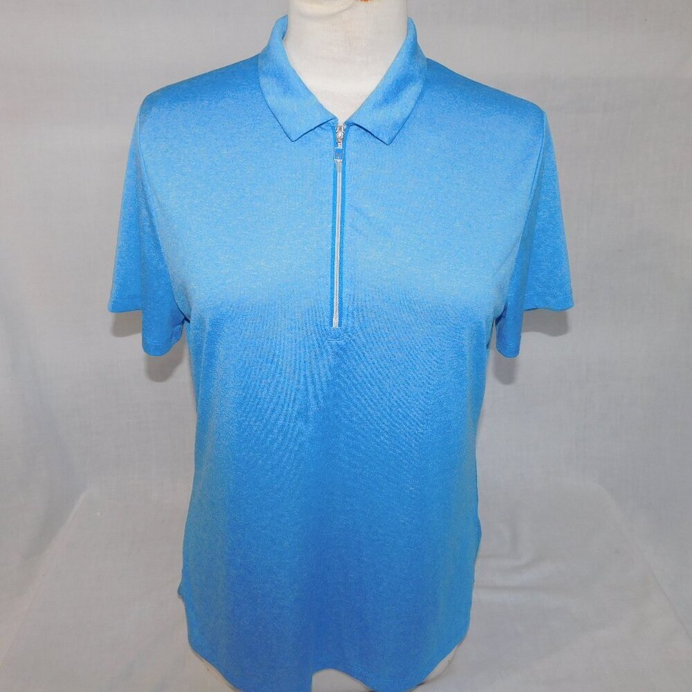Callaway Blue 1/4 Zip Short Sleeve Golf Polo Shirt Womens L